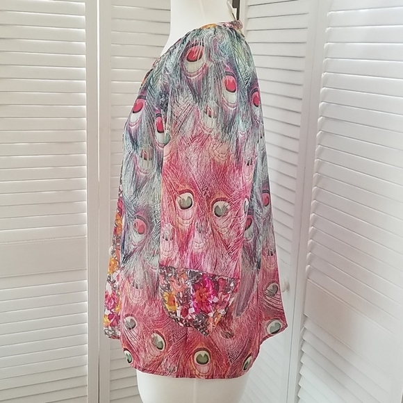 FIG AND FLOWER ANTHROPOLOGIE SILKY BLOUSE SZ SMALL - Picture 2 of 8